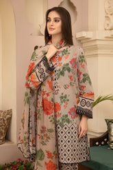 KP700-3PC Lawn Digital Printed Shirt With & Digital Printed Bamber Chiffon Dupatta